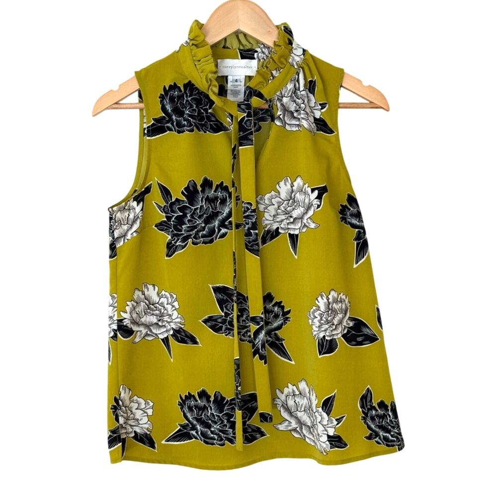 Corey Lynn Calter Womens 4 Green‎ Floral Sleeveless Blouse Boho Chic Casual Top